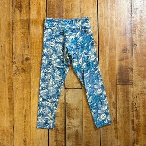 LuLaRoe Blue Cream Patterned Leggings 4T
